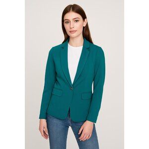 Jules Leopold Womens XS Single Button Blazer Textured Green Jacket NEW